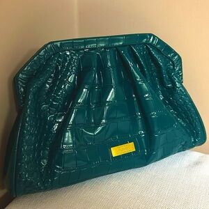 Vince Camuto Green Croc-Embossed Clutch